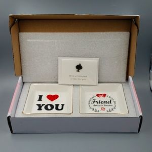 Set of 2 Birthday Ideas Gift Ceramic Jewelry Tray - I Love You - Friend